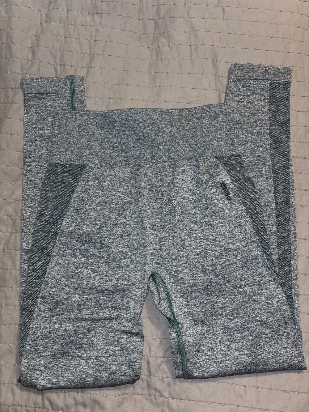 Gymshark Gray Seamless Leggings with Green Trim